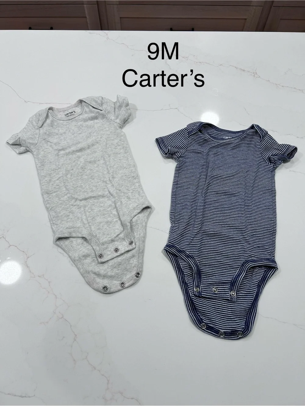 Carter's Short Sleeve Bodysuit Duo - Gray & Navy Stripe